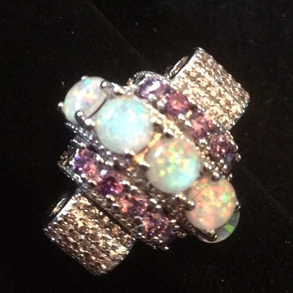 EXQUISITE DESIGNER ARTISTIC Art Deco OPALITE RING - Picture 7 of 8